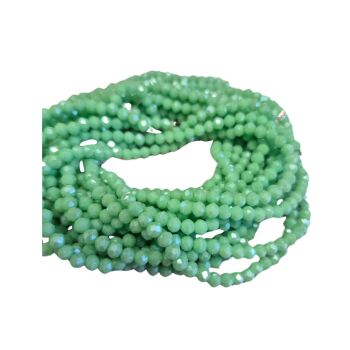 1 x 18 inch strand Pearlised sea green crystal rondelles 3x4mm.
