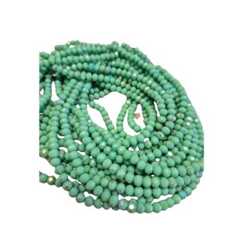 Crystal Rondelle 5x6mm Bead Strand 15.5 inches half electroplated sea green