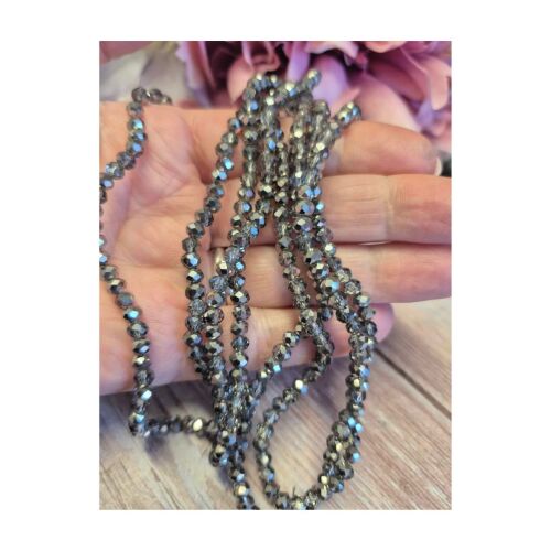 1 x 16 inch strand 4x3mm crystal rondelles, half electroplated Silver