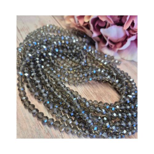 Crystal Rondelle 5x6mm Bead Strand 16 inches Grey ab