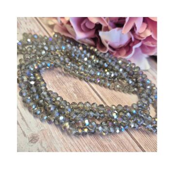 Crystal Rondelle 5x6mm Bead Strand 16 inches Grey rainbow ab