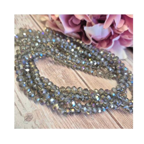 Crystal Rondelle 5x6mm Bead Strand 16 inches Grey rainbow ab