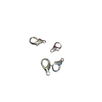 Pack of 4 x 14mm silver coloured lobster clasps