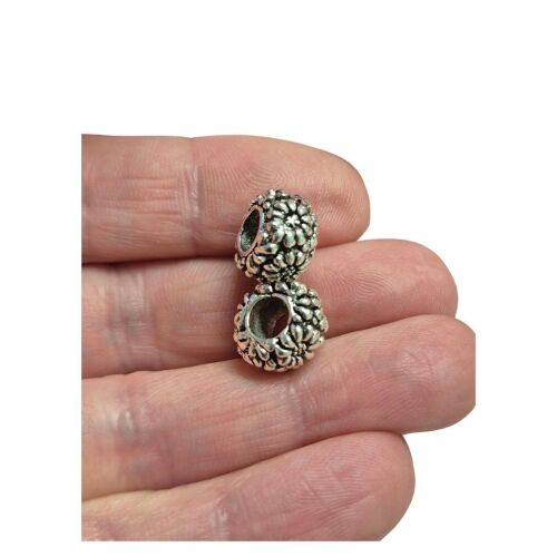 Pack of 2 metal flower large hole beads