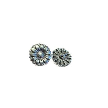 1 x 18mm ornate flower metal button