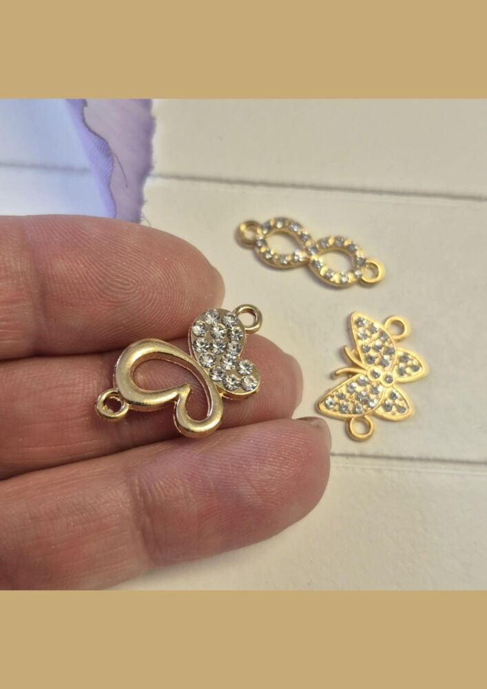 FLASH SALE Pack of 3 rhinestone connectors