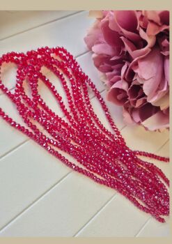FLASH SALE Pearlised red crystal rondelles 3x4mm
