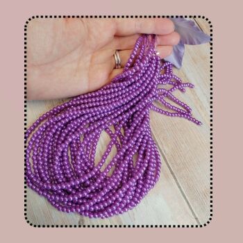 Glass pearls purple 3mm Bead strand