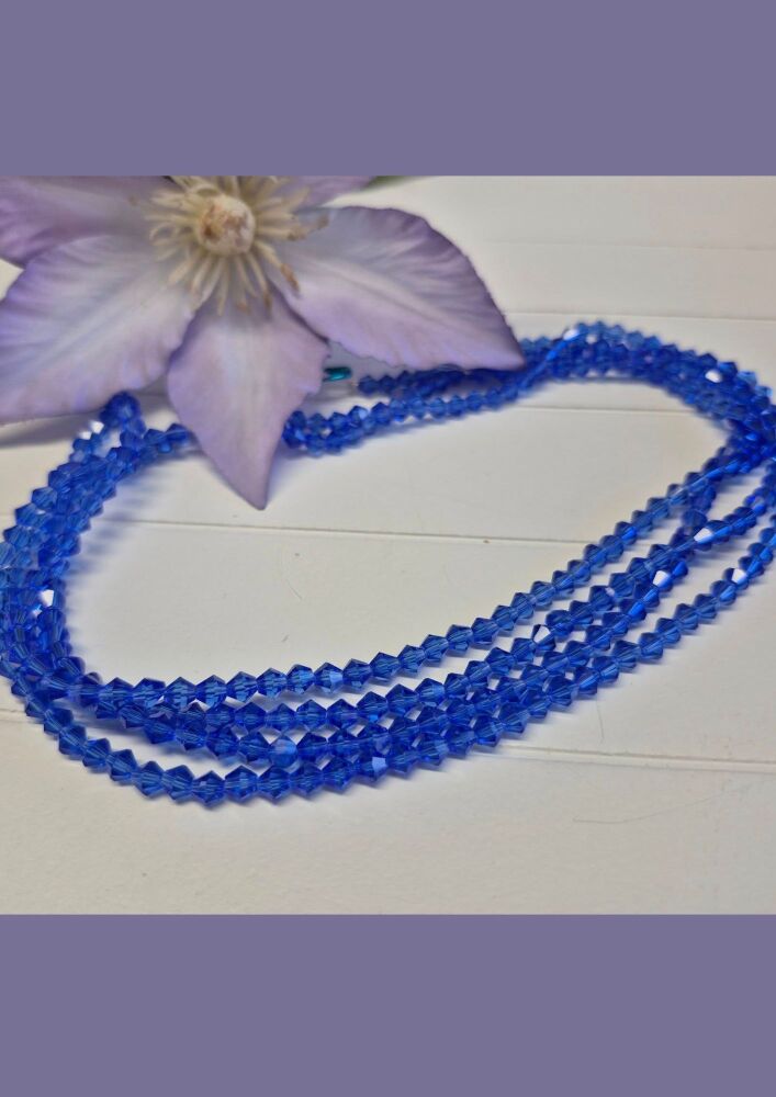 FLASH SALE 13.5 inch strand blue radience 4mm bicones