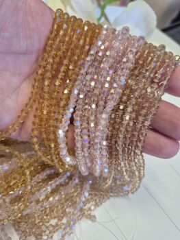 Bicone Bead Bundle – 3 Strands (Pink, Champagne & Caramel)