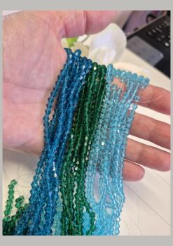 Bicone Bead Bundle – 3 Strands (turquoise blue, green and light blue)