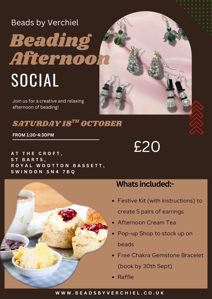 Beads by Verchiel Social meetup Saturday 18th October 1.30pm til 4.30pm