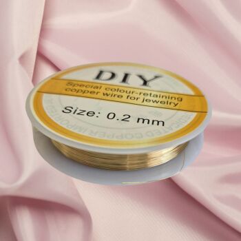 .2mm light gold plated copper wire reel 25 Metres