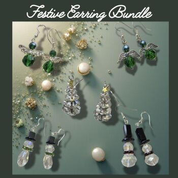 Christmas Earring Bundle – DIY 5 Pairs Glass & Crystal Kit