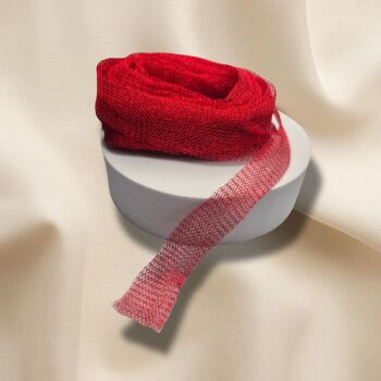 1m 15mm Wire Mesh Ribbon &ndash; Tube Knitted Craft Wire &ndash;Red