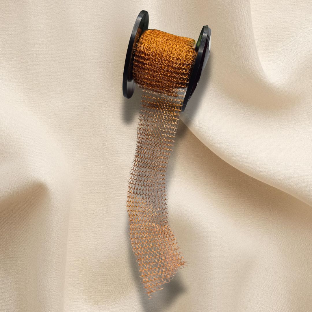 1m 15mm Wire Mesh Ribbon &ndash; Tube Knitted Craft Wire &ndash;Light Copper