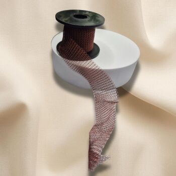 1m 15mm Wire Mesh Ribbon &ndash; Tube Knitted Craft Wire &ndash;Brown