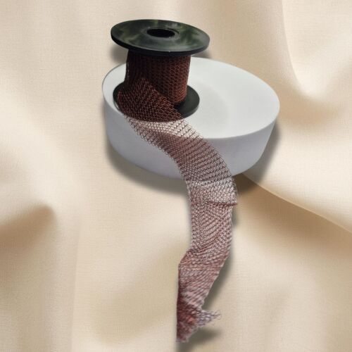 1m 15mm Wire Mesh Ribbon – Tube Knitted Craft Wire –Brown