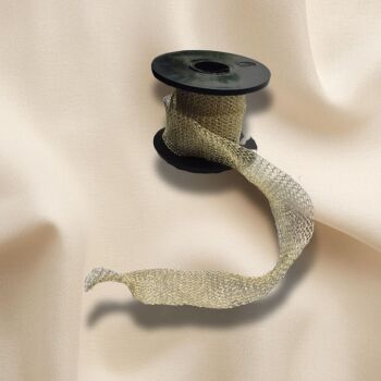 1m 15mm Wire Mesh Ribbon &ndash; Tube Knitted Craft Wire &ndash;Light metallic Gold