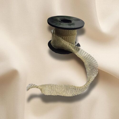 1m 15mm Wire Mesh Ribbon – Tube Knitted Craft Wire –Light metallic Gold