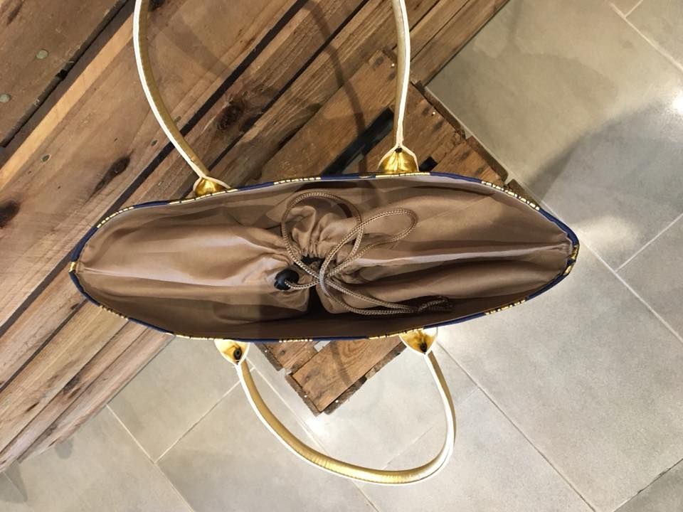 drawer string topped beach bag