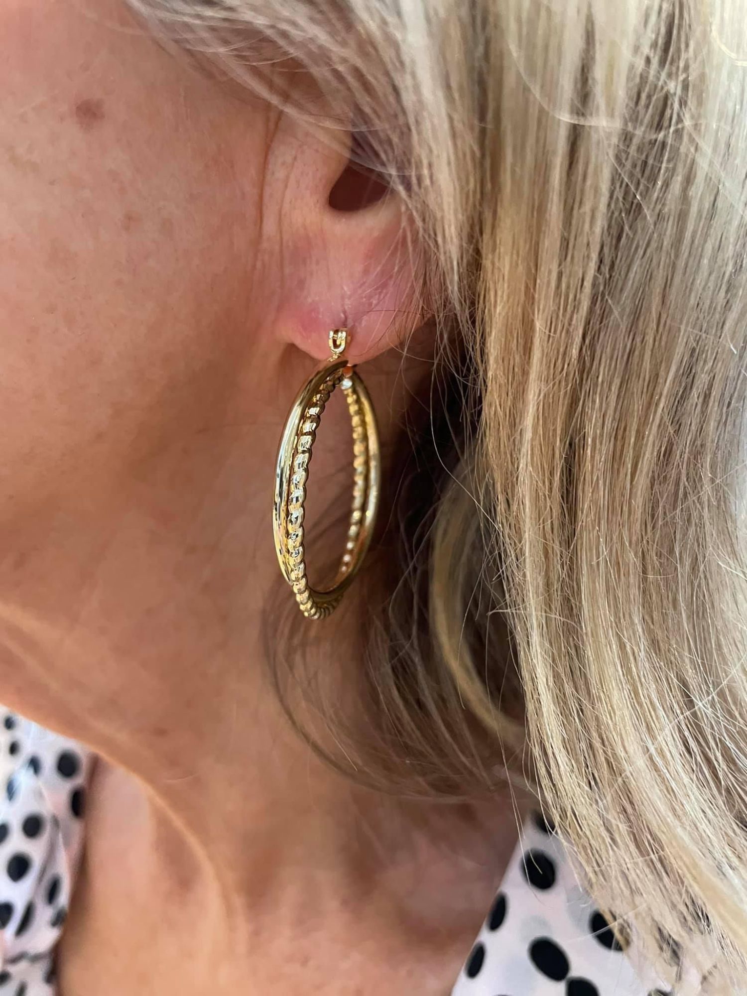 Double Hoop gold Earrings