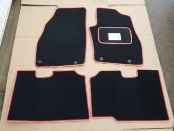 Fiat Punto 2012-On Fully Tailored Deluxe Car Mats in Black with Red/Silver Trim