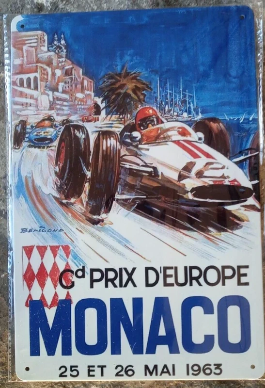 Monaco Grand Prix Metal Wall Sign 30cm x 20cm