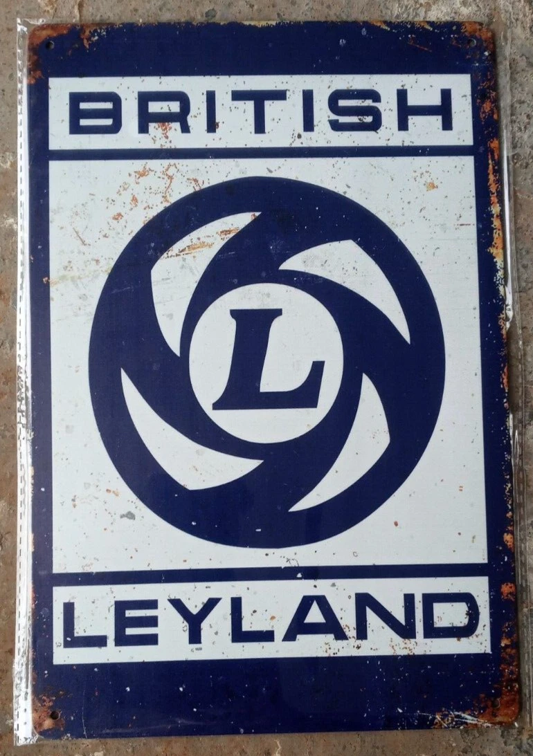 BRITISH LEYLAND METAL PLAQUE SIGN BAR MAN CAVE CAR GARAGE WORKSHOP 30cm x 2