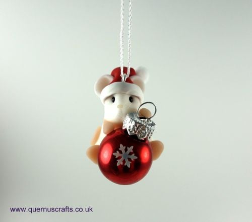 Little Sparkly Snowflake Santa Bauble Mouse Tree Decoration QCL