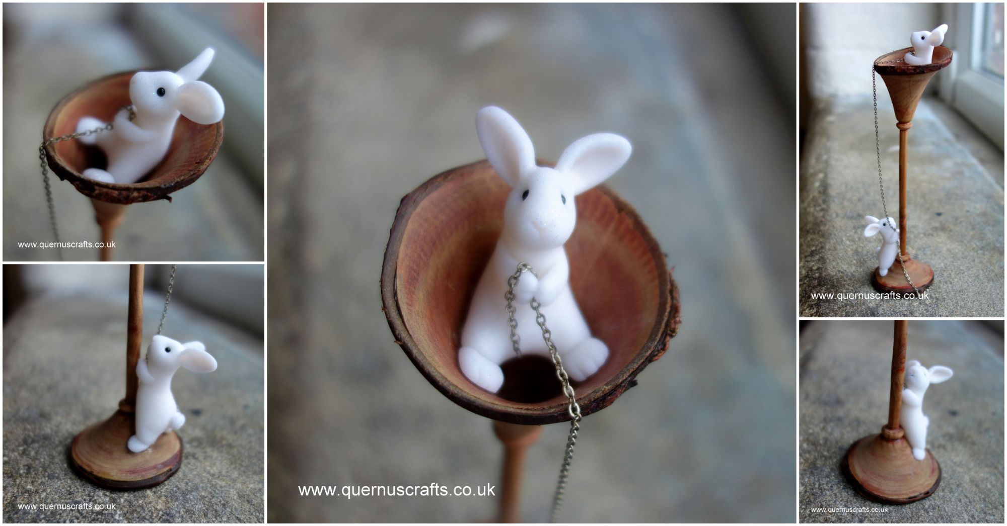 Auction for Two Wee Bunnies on a Wooden Goblet