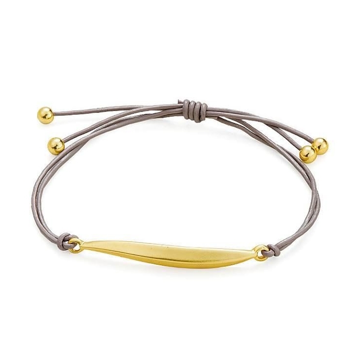 Brown Delicate Leather Bracelet Gold Finish