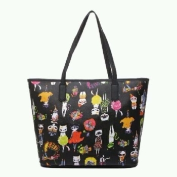 Black Cat Print Large Tote Shopper Bag Women Ladies handbag 