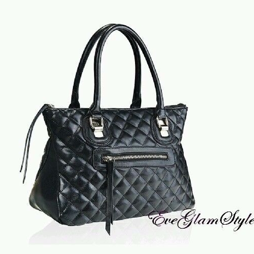 Black Quilted Designer Style Women Tote Handbag by Intrigue