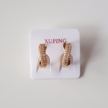 Real Gold Plated Women Earrings Twist Crystals 