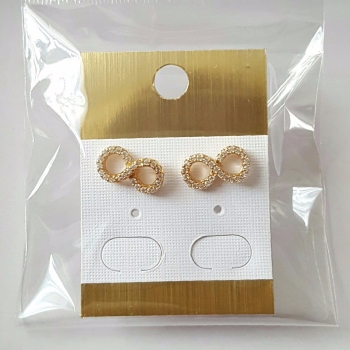Infinity style ladies women gold stud earrings with crystal stones celebrity