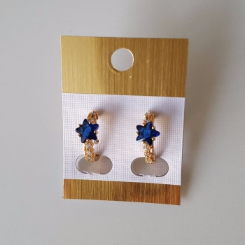 Beauty Real Gold Plated Women Earrings Blue Stars Crystals