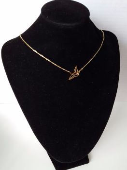 Celebrity Style Real Gold Plated Necklace Origami Shape Bird