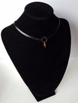 Black Women Choker With Real Gold Plated Finish Angel Wing