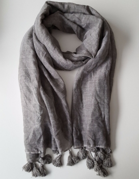 Trendy Grey Oversize Women Scarf With Fringes Autumn 2017 