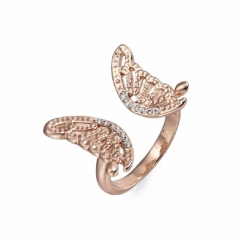 Real Gold Plated Butterfly Ring Crystal Stones