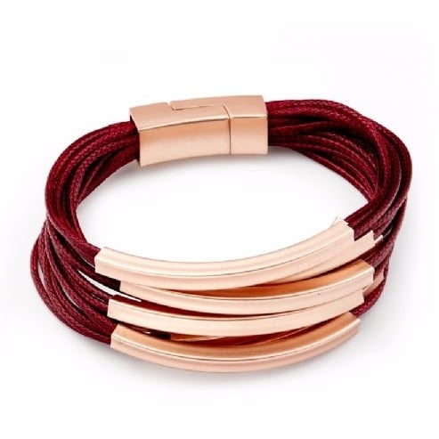 Women Red Wine multi strands bracelet 