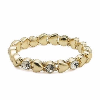 Gold Stretchy Hearts Bracelet With Crystals