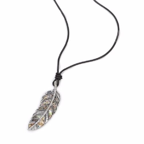 Long Real Leather Necklace With Beauty Decorative Leaf