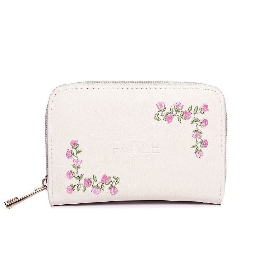  Small ivory rose embroidered purse      
