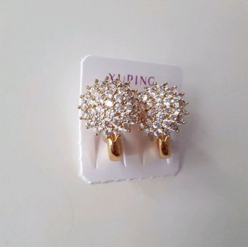 Real Gold Plated Women Diamante Earrings