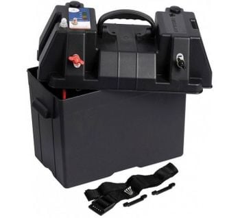 Battery Power Box Carrier Watertight - 10A with Battery Charge & LED Gauge