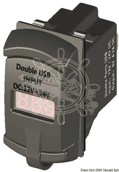 Double/Dual USB Digital 12V / 24V Port Current Plug + Voltmeter