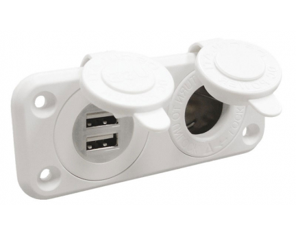 Lighter Socket and Double USB Socket - 12V 2.1A, 1A Waterproof