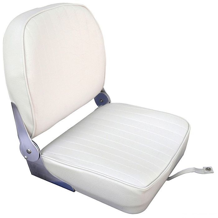 Cushioned Boat Seat with Folding Backrest - White